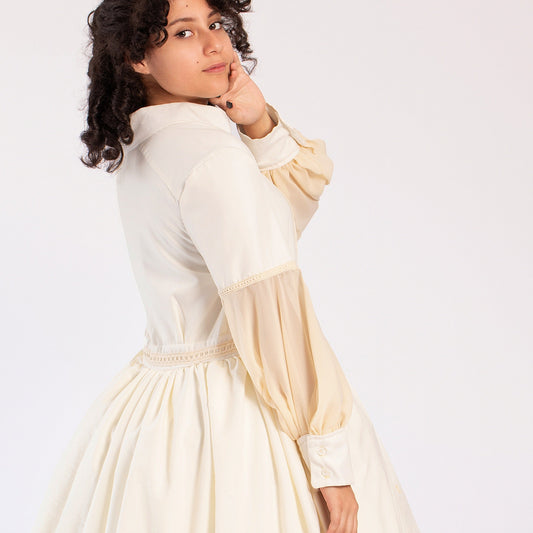 Vestido interior largo color crema